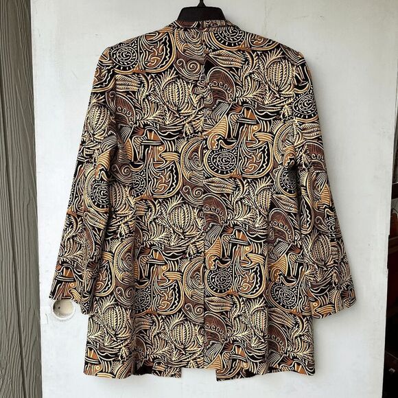 Ellen Tracy Blazer 14 NWOT Tribal Print Cotton Blend Long Jacket - Picture 6 of 8